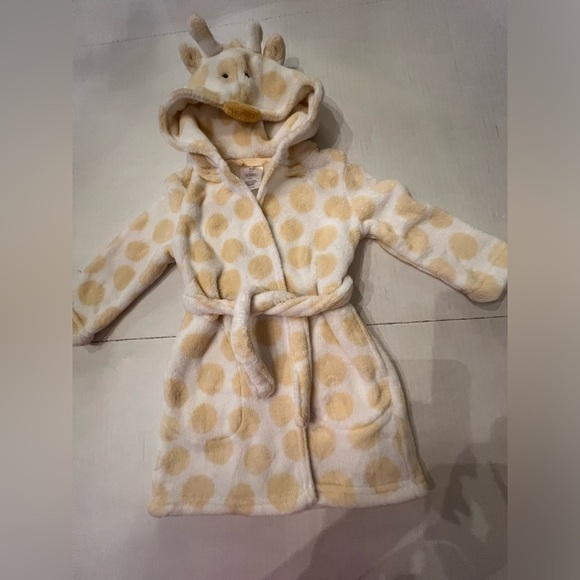 BABY GAP HOODED ROBE CREAM W/PALE YELLOW CIRCLES SIZE 2 YEARS - Picture 1 of 10